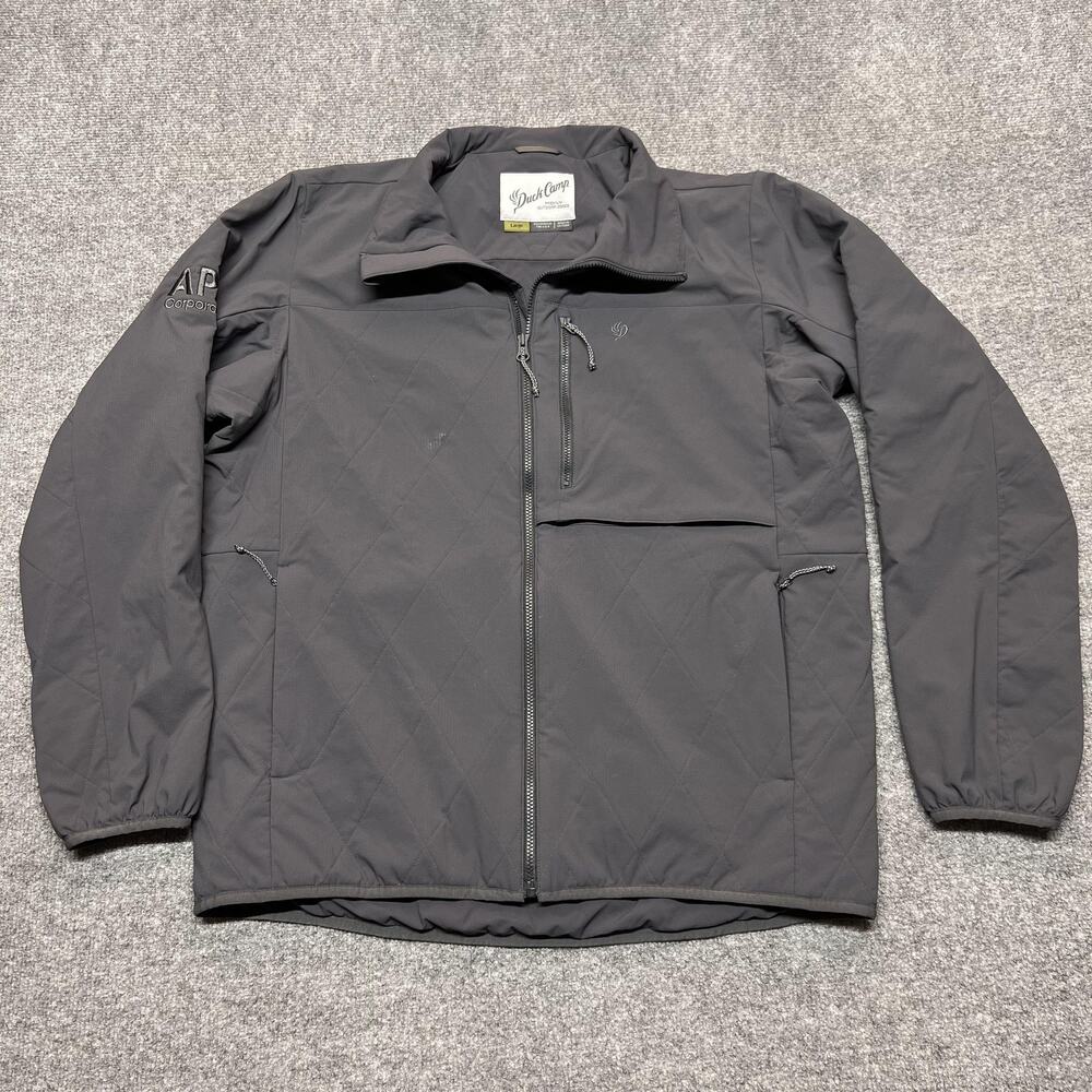 Duck Camp Jacket Mens Large Gray Quilted Insulated Full Zip Hunting Hiking